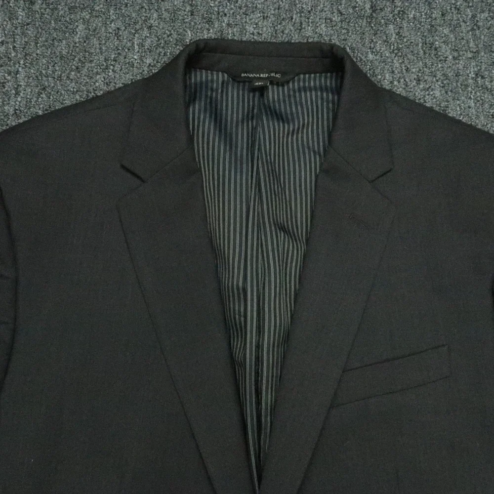 Banana Republic‎ Blazer Men 42L Dark Charcoal Wool Slim Fit Sport Coat